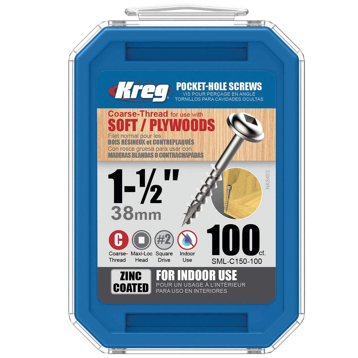 ポケットホールスクリュー 38mm 粗目 (100本)