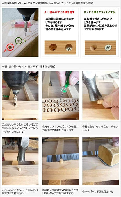 皿取錐&埋木錐セット 3×9×9